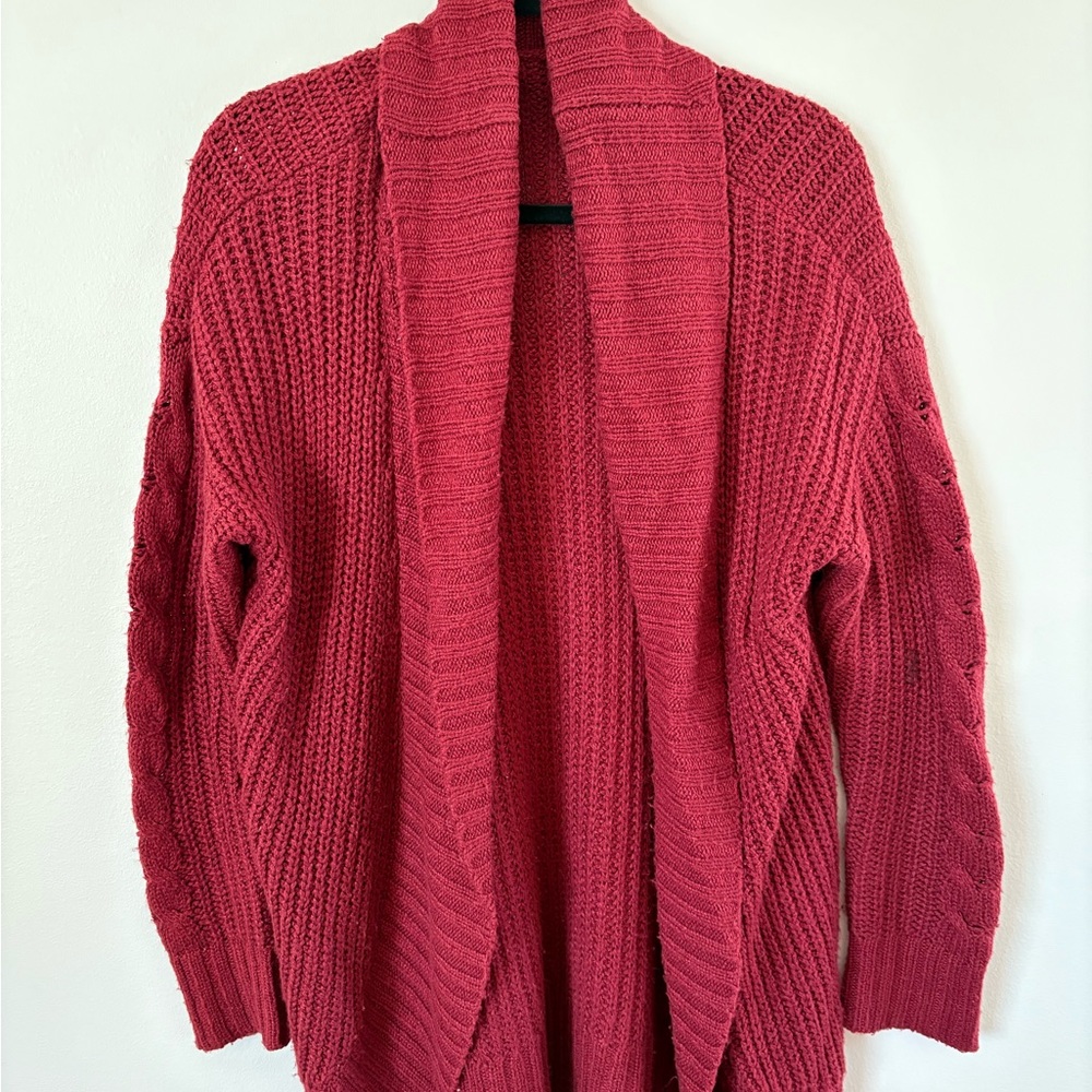 Cozy Red Knit Women's Cardigan